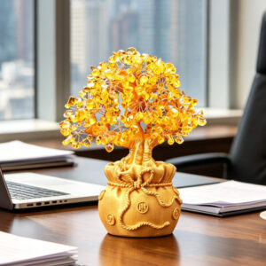 citrine money tree crystal ornament