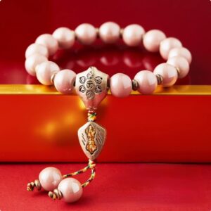 royal style pink gray ceramic glass bracelet buddhist beads