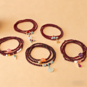 natural garnet three strand bracelet｜women's protection crystal bracelet｜energy guard jewelry