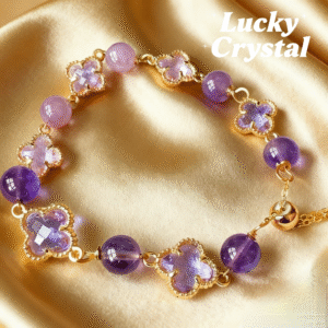 natural amethyst clover bracelet｜christmas guardian gift, calm & sleep aid, a romantic token for her