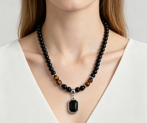 National Trend Obsidian Tiger Eye Necklace - Taoist Blessed Crystal Jewelry for Women photo review