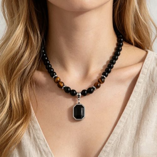 National Trend Obsidian Tiger Eye Necklace - Taoist Blessed Crystal Jewelry for Women photo review