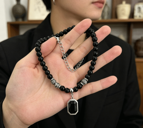 National Trend Obsidian Tiger Eye Necklace - Taoist Blessed Crystal Jewelry for Women photo review