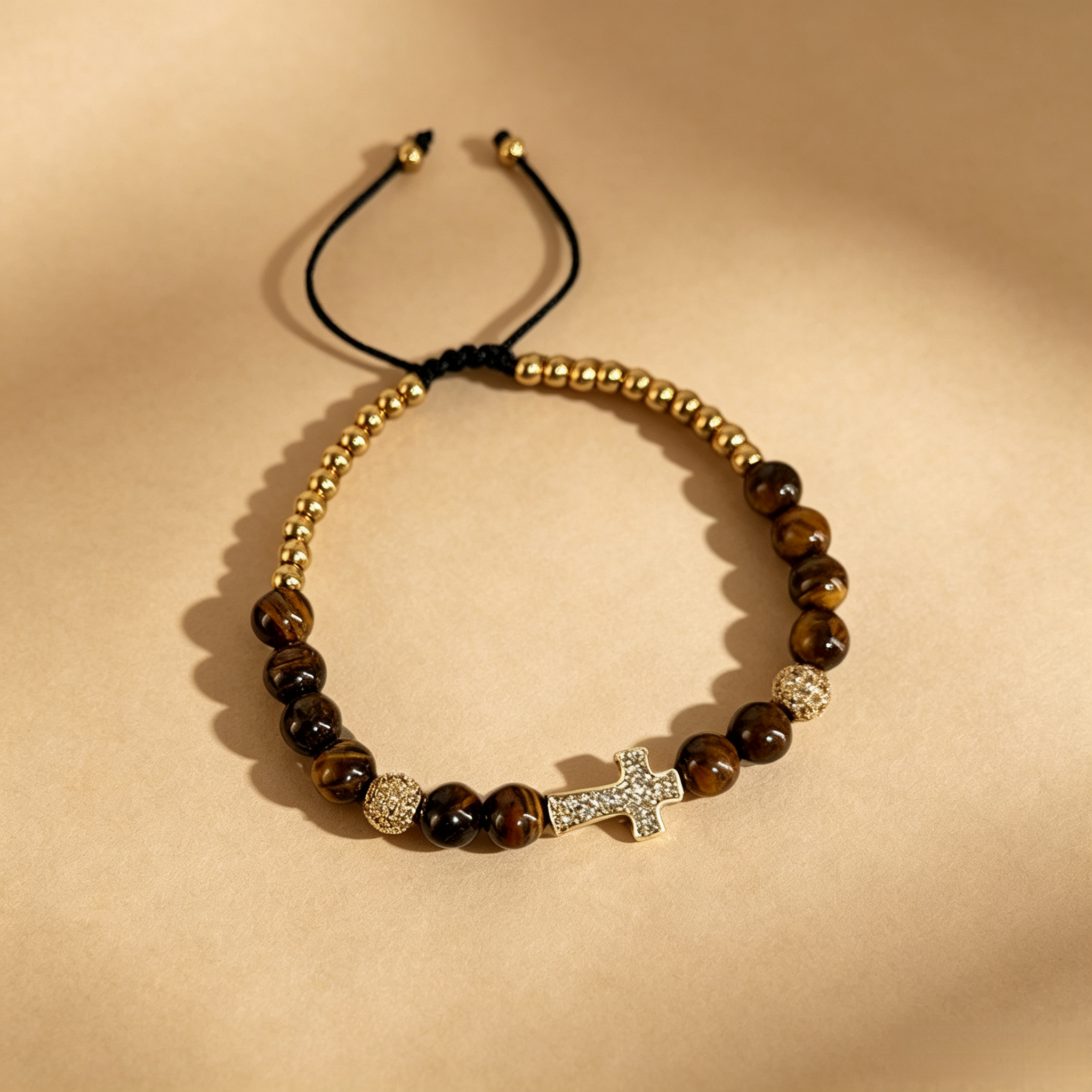 Maillard Tiger Eye Cross Bracelet · Taoist Blessed · Unisex Beaded Crystal Bracelet for Men & Women — XuanYiCrystal - Maillard Tiger Eye Cross Bracelet · Taoist Blessed · Unisex Beaded Crystal Bracelet for Men & Women — XuanYiCrystal - Image 2