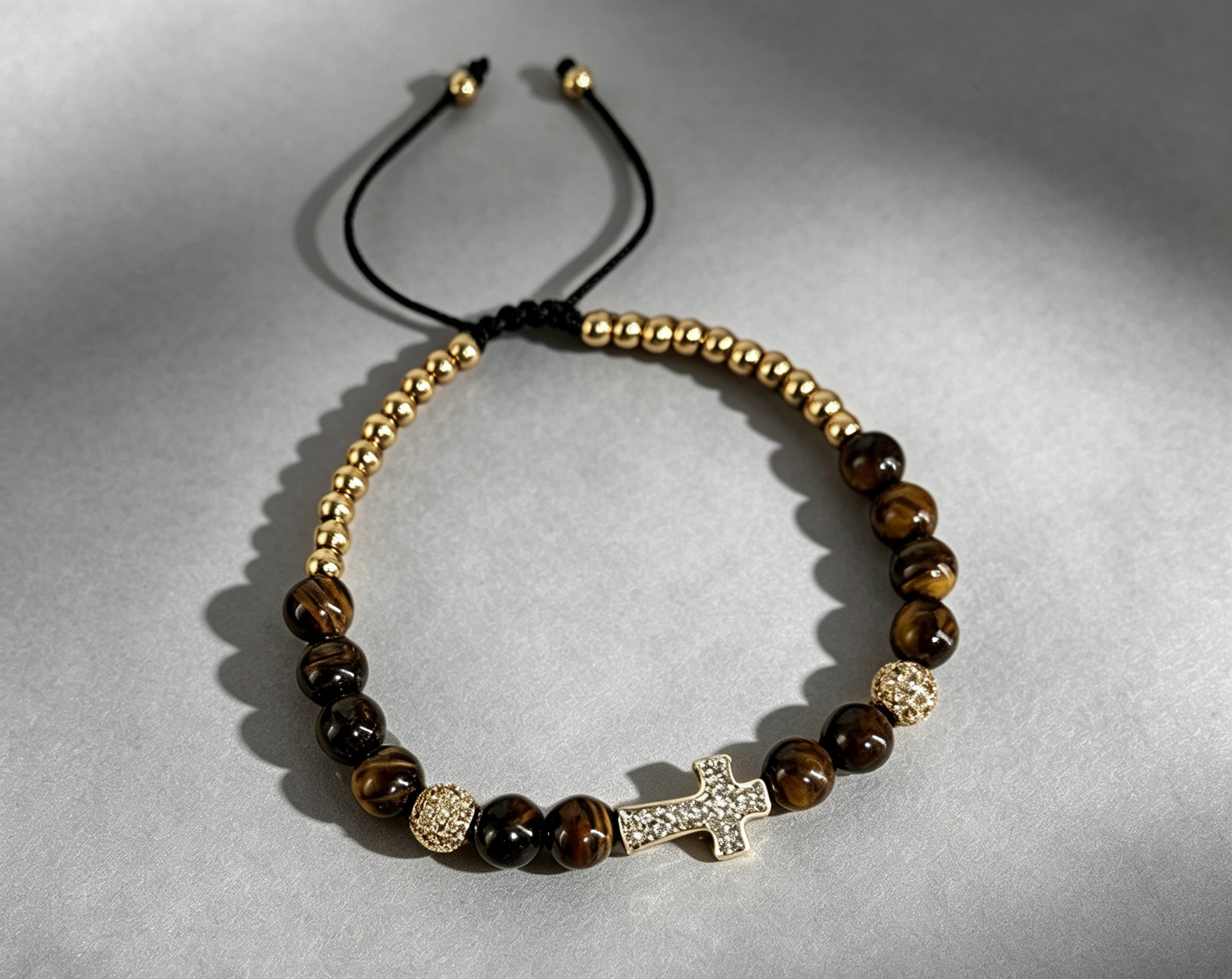 Maillard Tiger Eye Cross Bracelet · Taoist Blessed · Unisex Beaded Crystal Bracelet for Men & Women — XuanYiCrystal - Maillard Tiger Eye Cross Bracelet · Taoist Blessed · Unisex Beaded Crystal Bracelet for Men & Women — XuanYiCrystal - Image 2