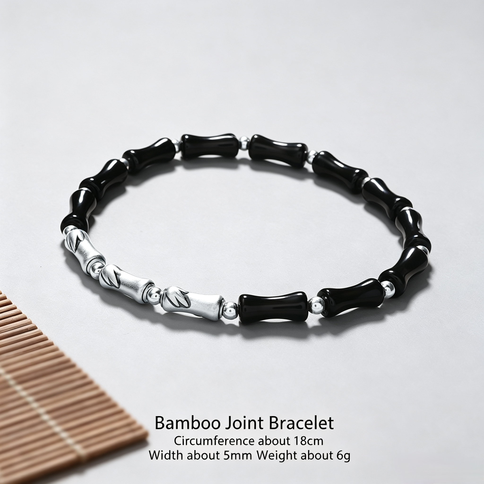 Bamboo Joint Black Obsidian Bracelet for Men · Taoist Blessed · Premium Plated Bamboo Beaded Crystal Bracelet - Bamboo Joint Black Obsidian Bracelet for Men · Taoist Blessed · Premium Plated Bamboo Beaded Crystal Bracelet - Image 2