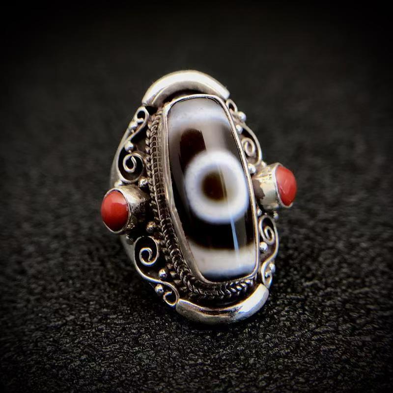 tibetan handmade 925 silver ring | adjustable open ring vintage ethnic unisex | chunky statement jewelry for men & women tibetan handmade 925 silver ring | adjustable open ring vintage ethnic unisex | chunky statement jewelry for men & women