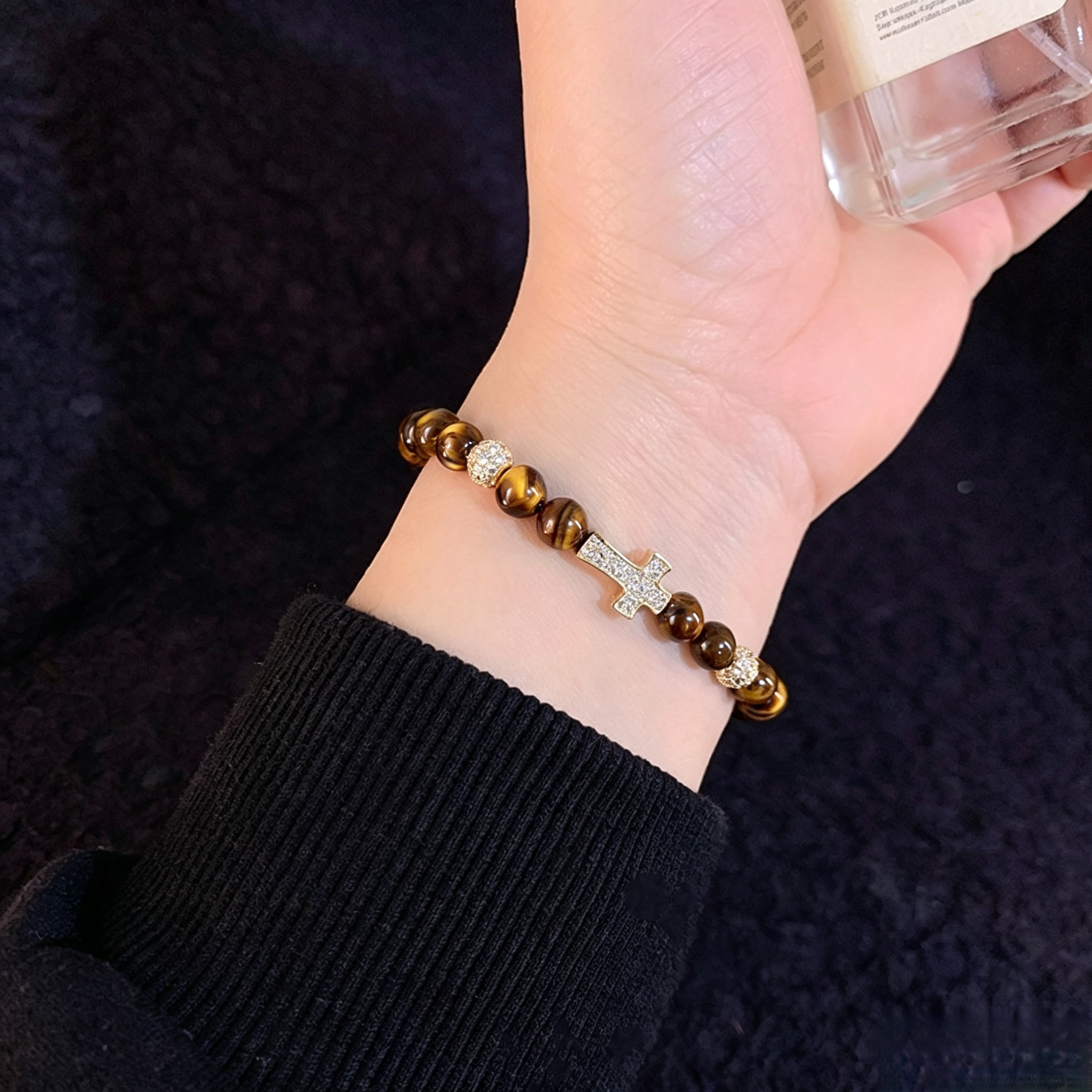 Maillard Tiger Eye Cross Bracelet · Taoist Blessed · Unisex Beaded Crystal Bracelet for Men & Women — XuanYiCrystal - Maillard Tiger Eye Cross Bracelet · Taoist Blessed · Unisex Beaded Crystal Bracelet for Men & Women — XuanYiCrystal - Image 5