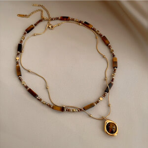 Maillard Tiger Eye Bead Pendant Necklace · Vintage Luxury Women · Taoist Blessed Crystal Jewelry