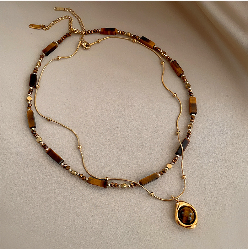 Maillard Tiger Eye Bead Pendant Necklace · Vintage Luxury Women · Taoist Blessed Crystal Jewelry - Maillard Tiger Eye Bead Pendant Necklace · Vintage Luxury Women · Taoist Blessed Crystal Jewelry