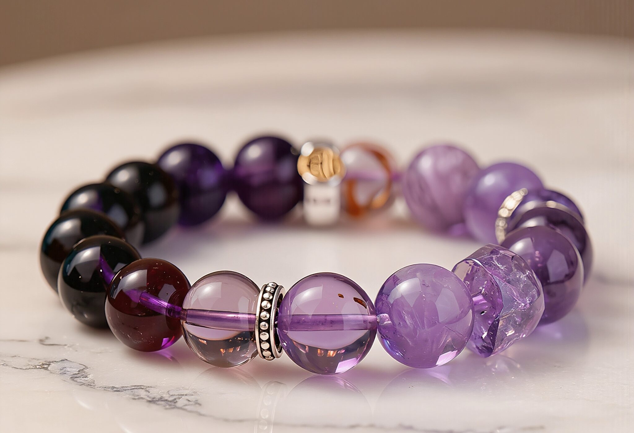 Nine Purple Fire Luck Natural Amethyst Super Seven Multi-Crystal Zodiac Bracelet – Genuine Purple Crystal Healing Wealth Manifestation Energy Stack - Nine Purple Fire Luck Natural Amethyst Super Seven Multi-Crystal Zodiac Bracelet – Genuine Purple Crystal Healing Wealth Manifestation Energy Stack - Image 2