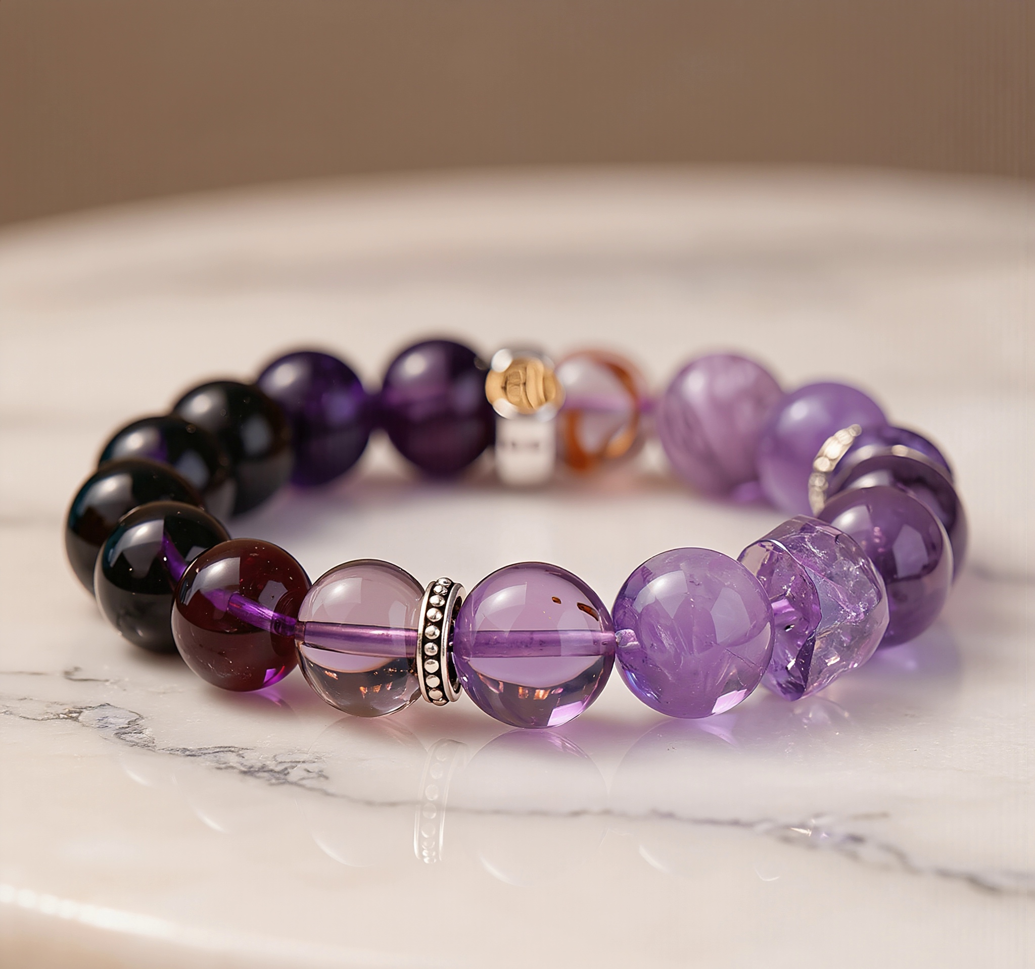 Nine Purple Fire Luck Natural Amethyst Super Seven Multi-Crystal Zodiac Bracelet – Genuine Purple Crystal Healing Wealth Manifestation Energy Stack - Nine Purple Fire Luck Natural Amethyst Super Seven Multi-Crystal Zodiac Bracelet – Genuine Purple Crystal Healing Wealth Manifestation Energy Stack - Image 3