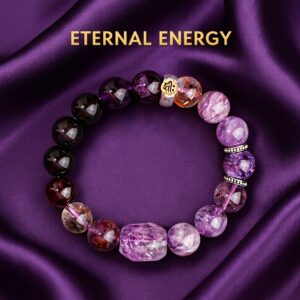 Home - Nine Purple Fire Luck Natural Amethyst Super Seven Multi-Crystal Zodiac Bracelet – Genuine Purple Crystal Healing Wealth Manifestation Energy Stack