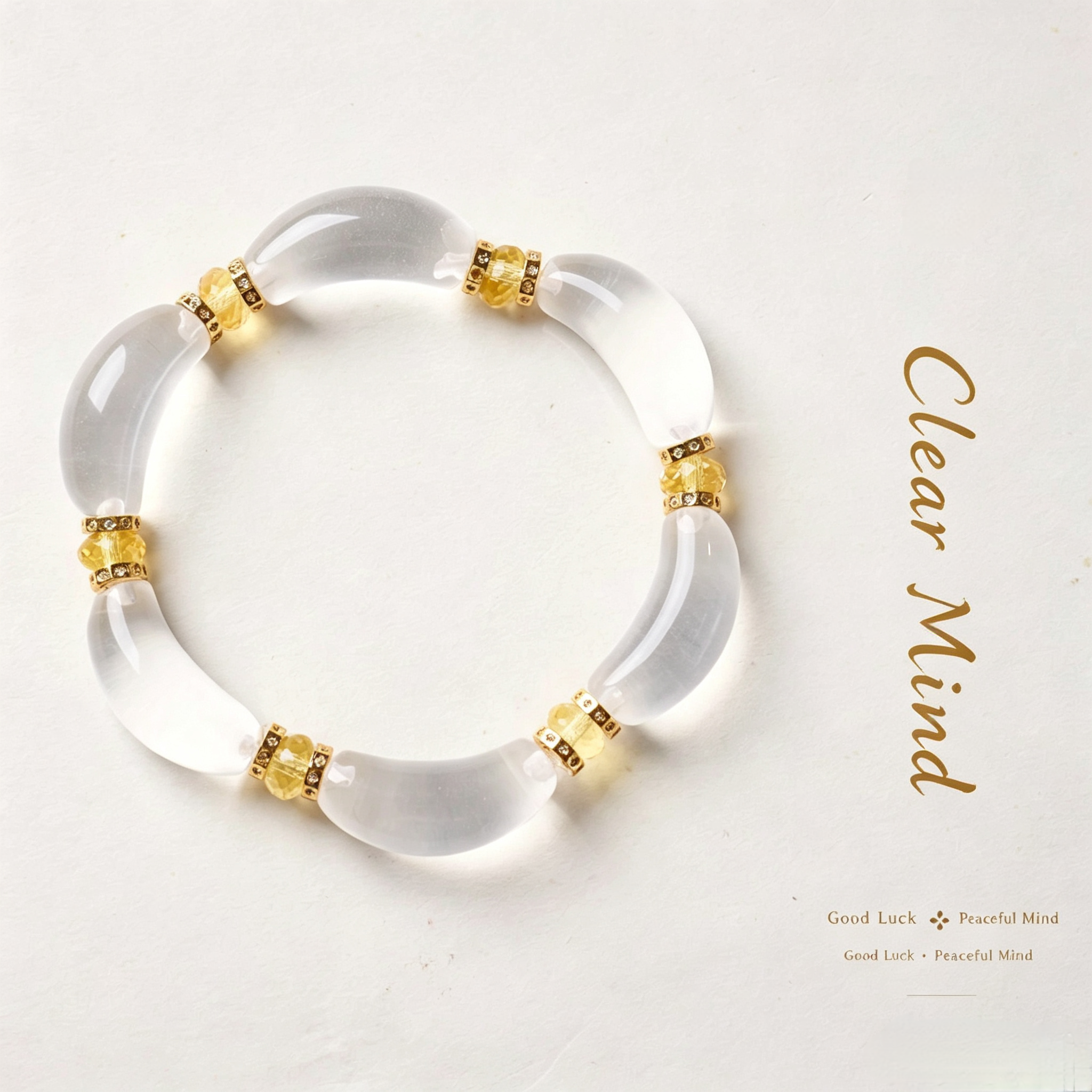 Clear Quartz & Citrine Jewelry Set | Petal Bead Bracelet + White Crystal Pendant Necklace - Clear Quartz & Citrine Jewelry Set | Petal Bead Bracelet + White Crystal Pendant Necklace - Image 3