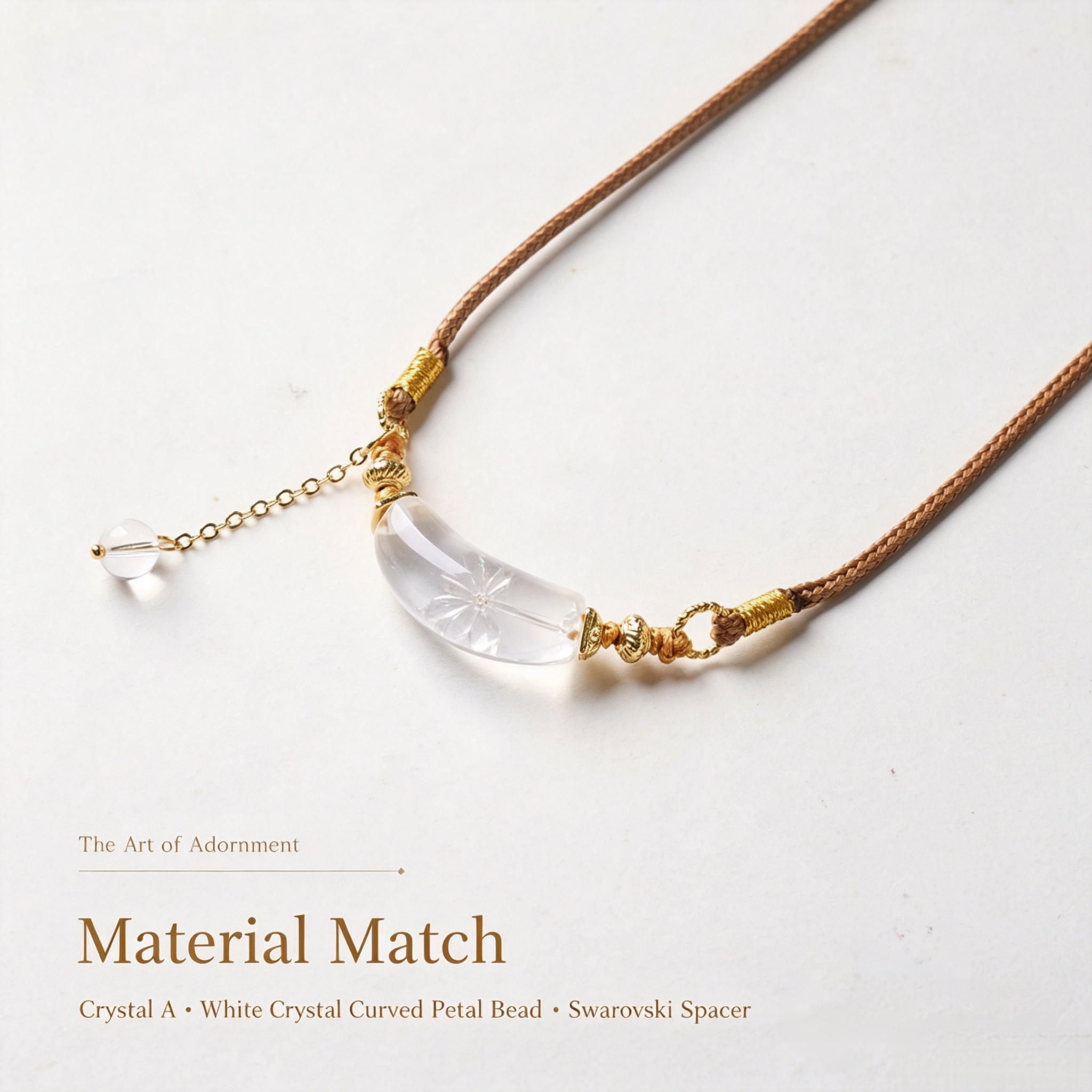 Clear Quartz & Citrine Jewelry Set | Petal Bead Bracelet + White Crystal Pendant Necklace - Clear Quartz & Citrine Jewelry Set | Petal Bead Bracelet + White Crystal Pendant Necklace - Image 5
